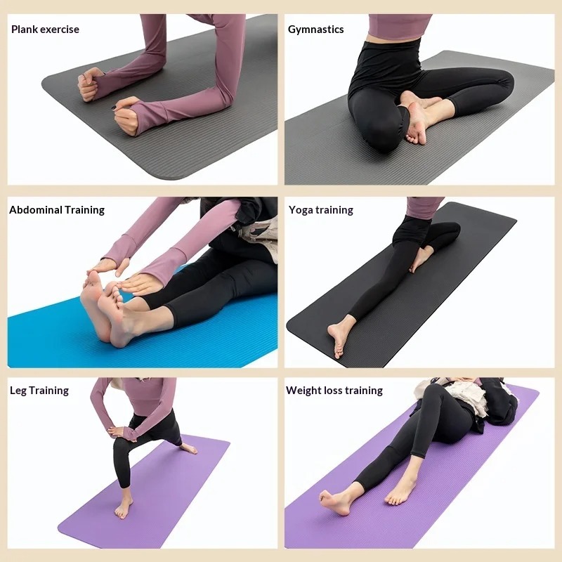 Thick Yoga Mat - 特厚滑り止めヨガマット、衝撃吸収、幅広ピラティスフィットネスワークアウトマット、ホームジム、女性男性用、環境に優しいピンク