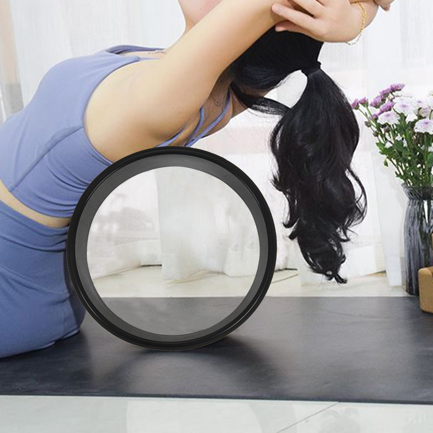 Yoga Fitness Wheel - ABMV-木製ヨガホイール ピラティスと仏蓮 プロフェッショナルTPEヨガサークル ジムエクササイズ バックトレーニングツール ボディビルディングフィットネス
