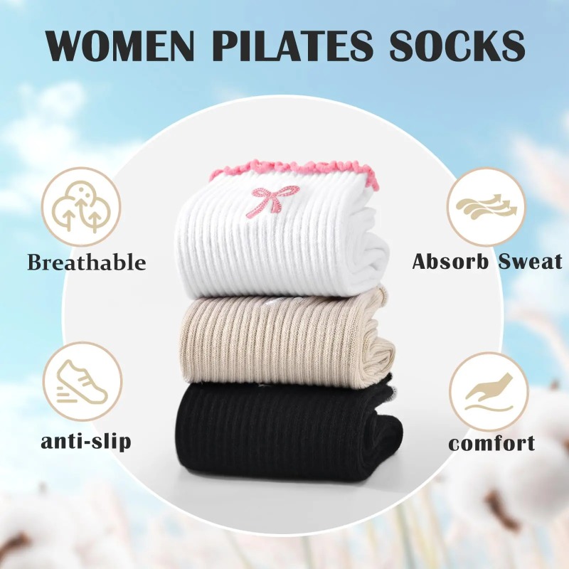 Fitness Yoga - プロフェッショナルヨガソックス、コットンストラップシリコン滑り止めピラティスフィットネスダンスフロアソックス