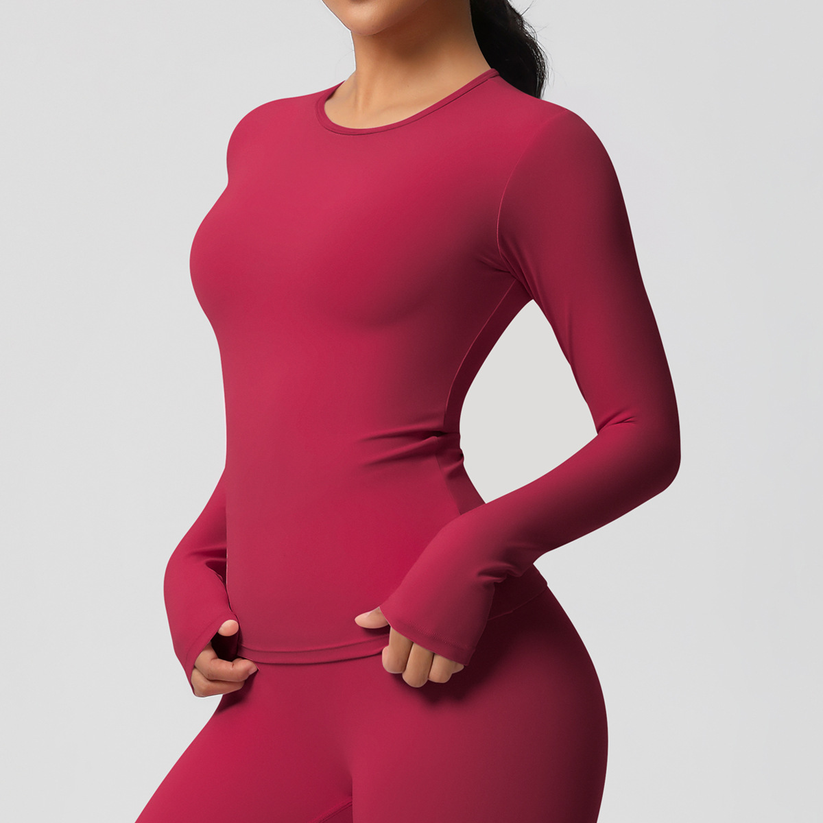 Fitness Yoga Only For Women - レディース 両面起毛 ソリッドカラー ロング トレーニング スポーツ