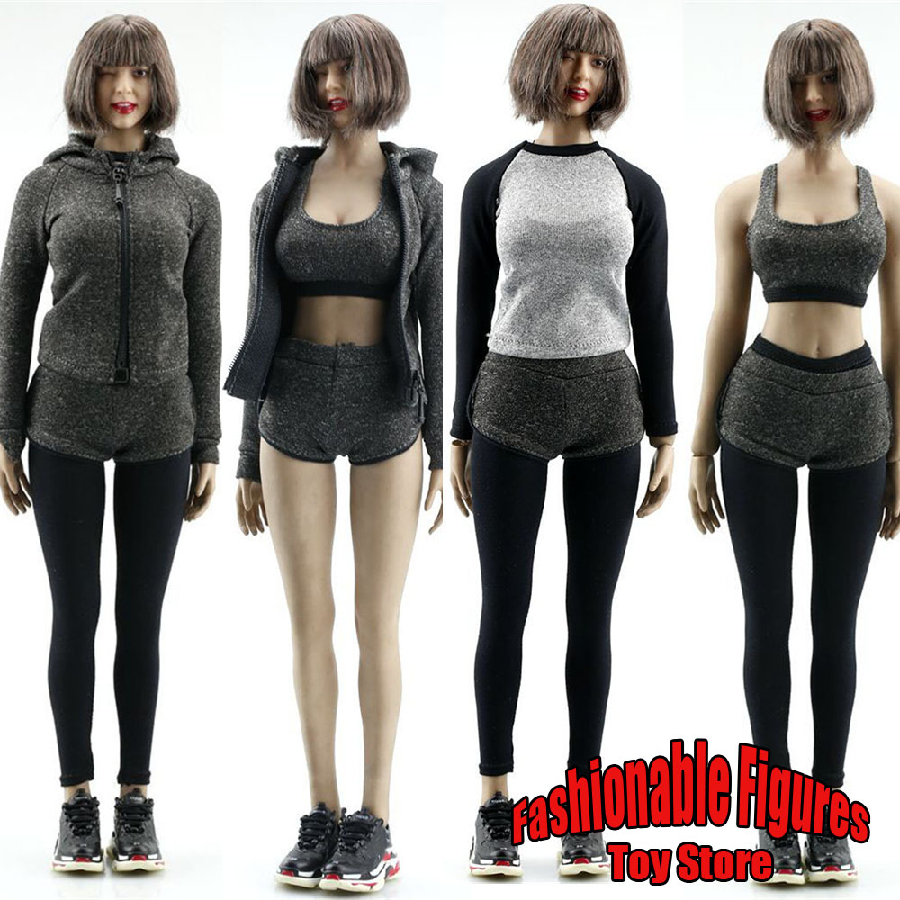 Yoga Fitness First - 1/6スケール 女性用カジュアル服 ヨガスーツ グレー フィットネススーツ グレーベスト