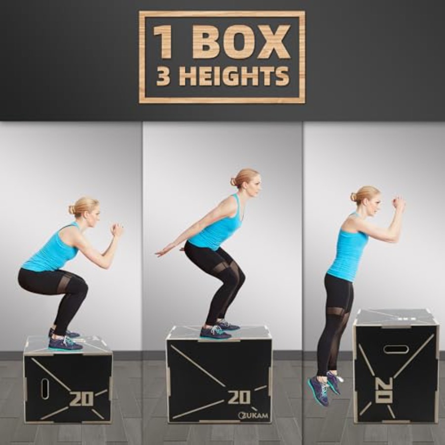 滑り止め加工の木製プライオメトリックジャンプボックス 3-i - Plyo Jump Box のレビューと価格
