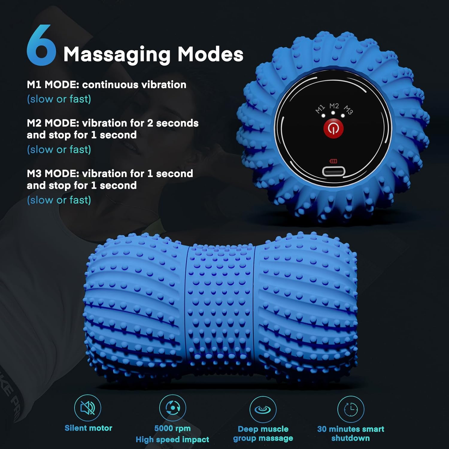 2 in 1 バイブレーションピーナッツマッサージボール、6 - Yoga Fitness Wheel のレビューと価格