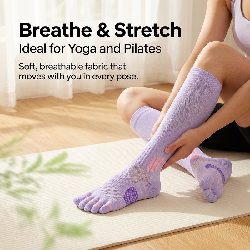 1/6 ペア女性の夏のフィットネスランニングロングソックス縄 - Fitness Yoga のレビューと価格