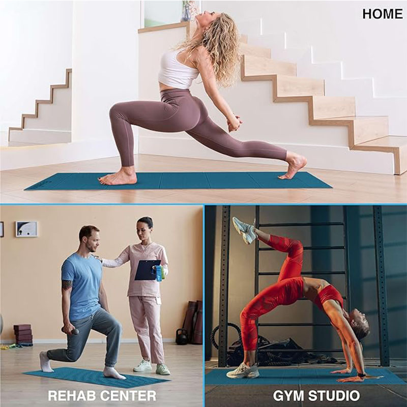 カスタムTPE滑り止めヨガマット 環境に優しい厚手折りたたみ - Yoga Fitness Logo Design のレビューと価格