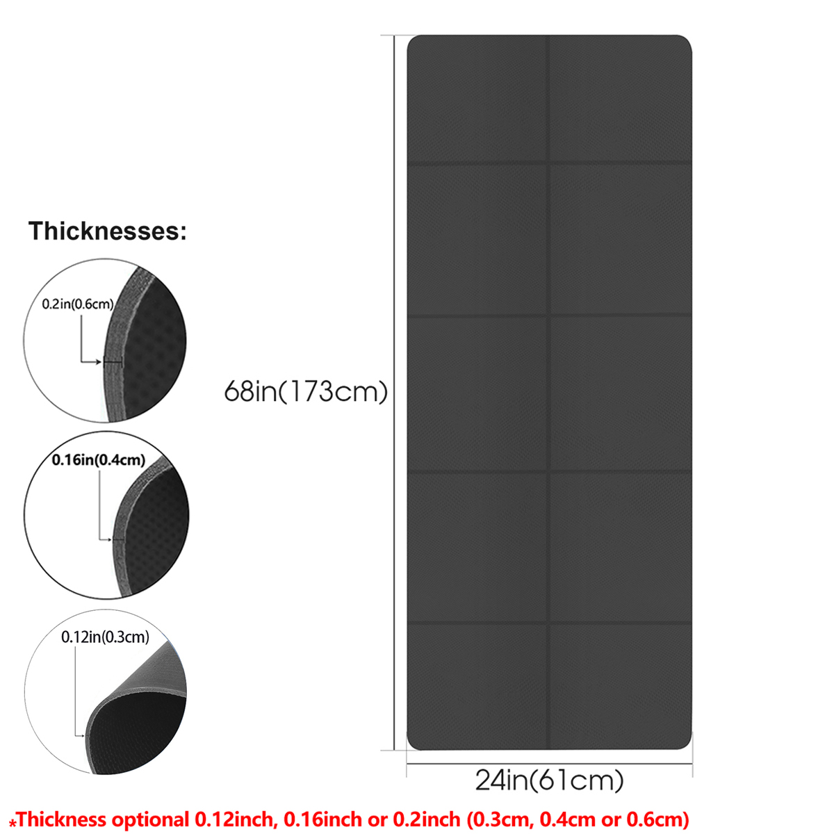 折りたたみ式ヨガマット ブラック 環境に優しいEVA素材 折 - Thick Yoga Mat のレビューと価格